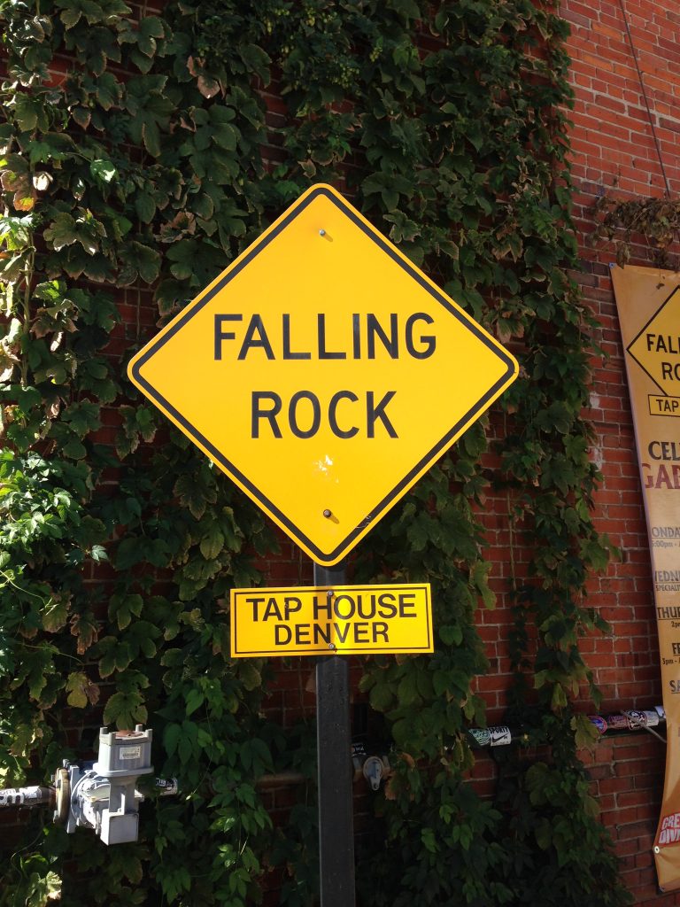 The iconic Falling Rock sign.