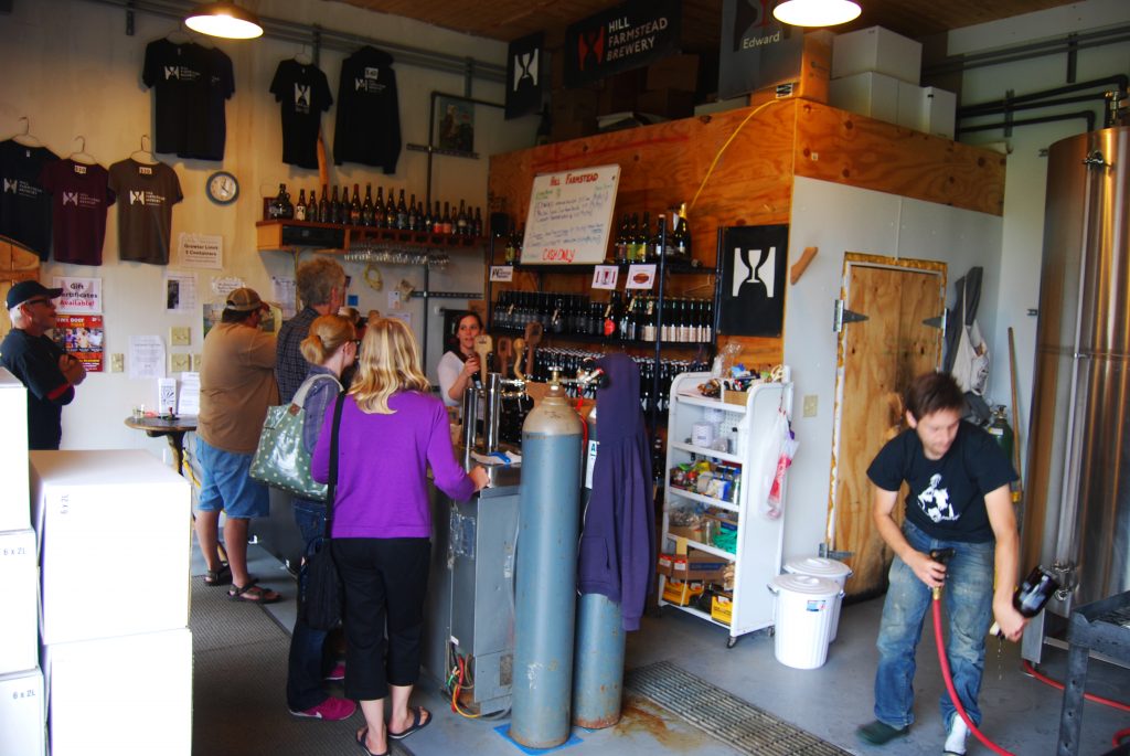 The old retail area, now keg and bottle storage and brewing equipment. (July 2013)