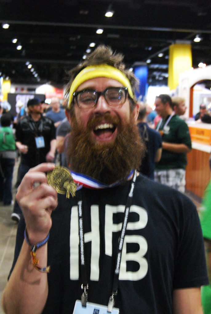 Bob Kunz of Highland Park Brewery was so excited for his GABF gold medal for Good Green that this was the best pic we could get.