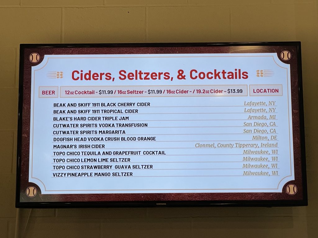 white sox craft lodge 2023 beer menus